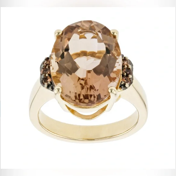 JTV Jewelry Brown Quartz 8k Yellow Gold Over Sterling Silver
